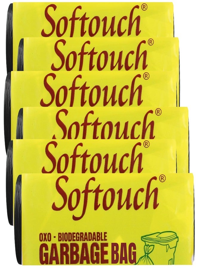 Softouch Garbage Bags Large 90 Count | 24 x 32 Inches Black | For Dry & Wet Waste | 15 Bags/Roll (Pack of 6) | black garbage bags | biodegradable garbage bags - Image 1